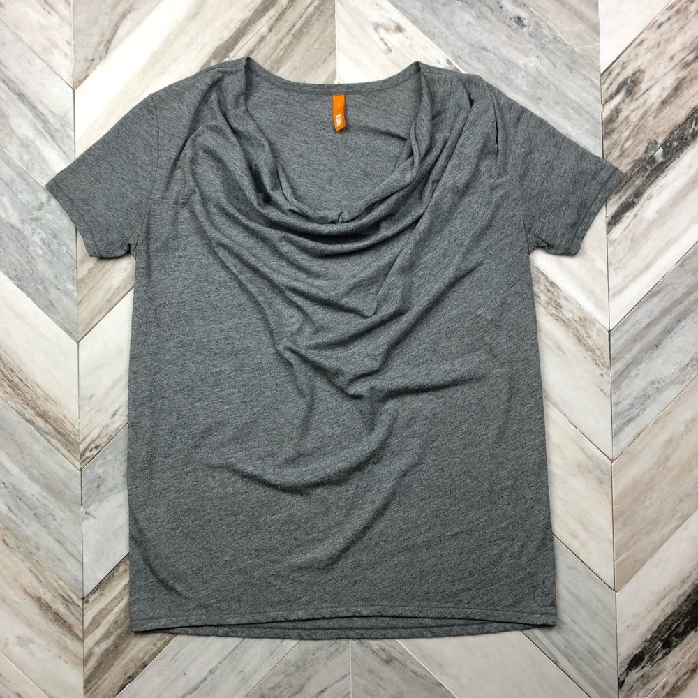 Lucy Athletic Grey Cowl Neck Tee Size Small
